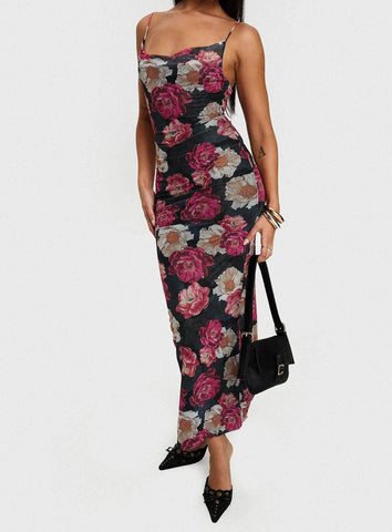 auley maxi dress multi / red floral