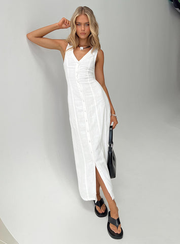 Shop Princess Polly Lower Impact Summer Season Linen Blend Maxi Dress In White