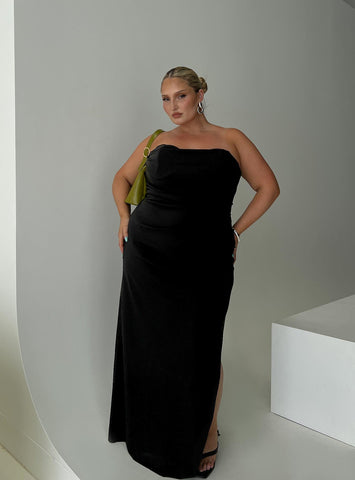 Shop Princess Polly Curve Ferri Strapless Maxi Dress In Black