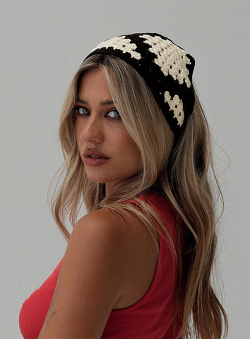 Shop Princess Polly Scheana Crochet Headband In Black / Cream