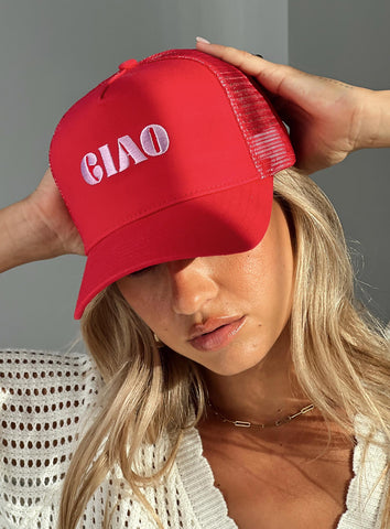 Princess Polly Ciao Trucker Hat In Red