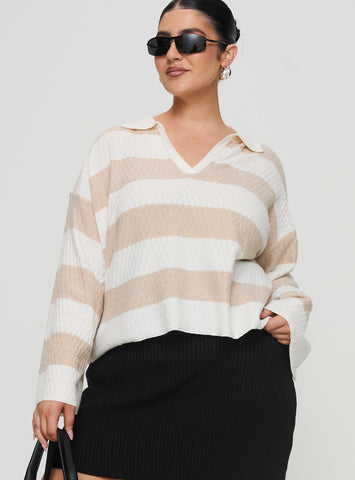 Shop Princess Polly Lower Impact Rick Sweater In White / Beige