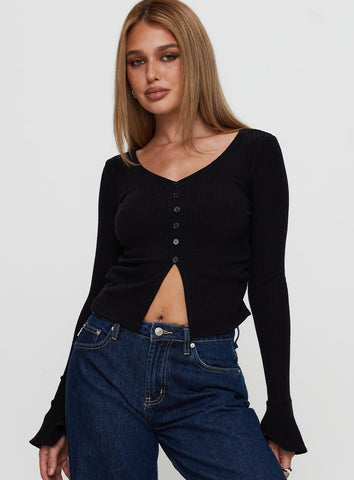 Princess Polly Take My Time Long Sleeve Top In Black