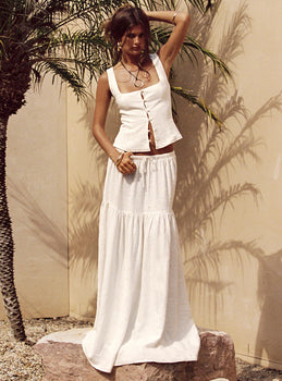 Evry Linen Blend Mini Skirt White