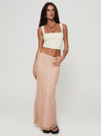 Shop Princess Polly Gallego Lace Maxi Skirt In Pink