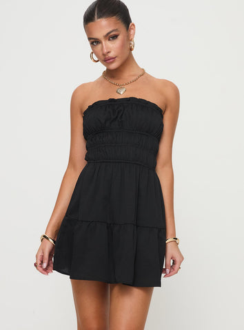 Shop Princess Polly Lower Impact Joie Strapless Mini Dress In Black