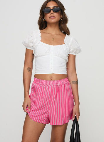 Shop Princess Polly Miragea Shorts In Hot Pink Stripe