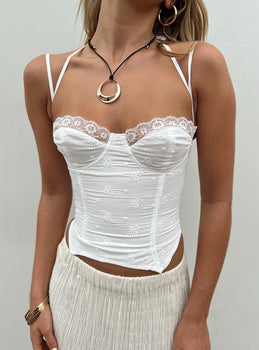 VTG Vintage Smoothie White Lace Zip Front Underwire Corset Bustier 36C Size  undefined - $34 - From August