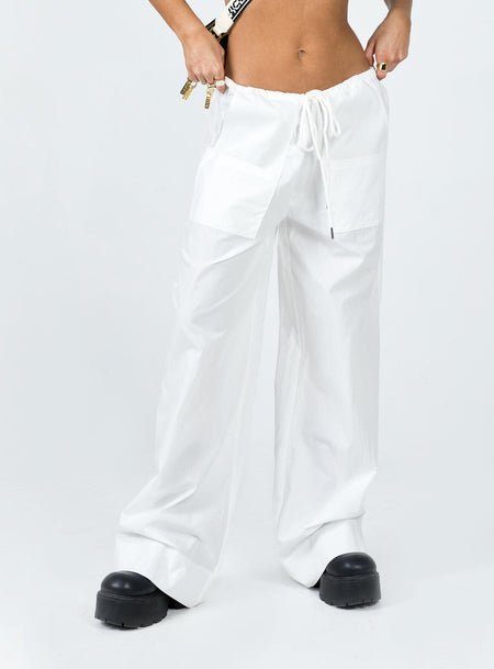 Moxam Low Rise Utility Cargo Pants White