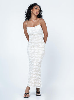 Lasher Strapless Maxi Dress White