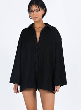 Jeanette Hooded Romper Black