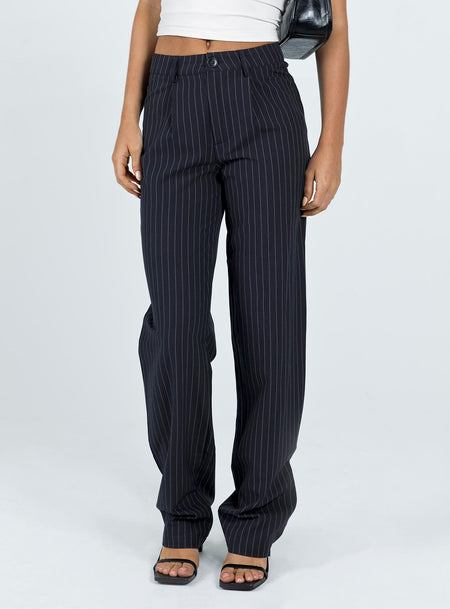Chic Navy Blue Pants - High Waisted Pants - Blue Trousers - $37.00 - Lulus