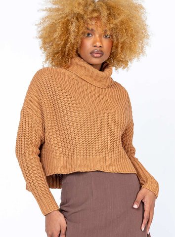 organic cotton albie turtleneck sweater tan