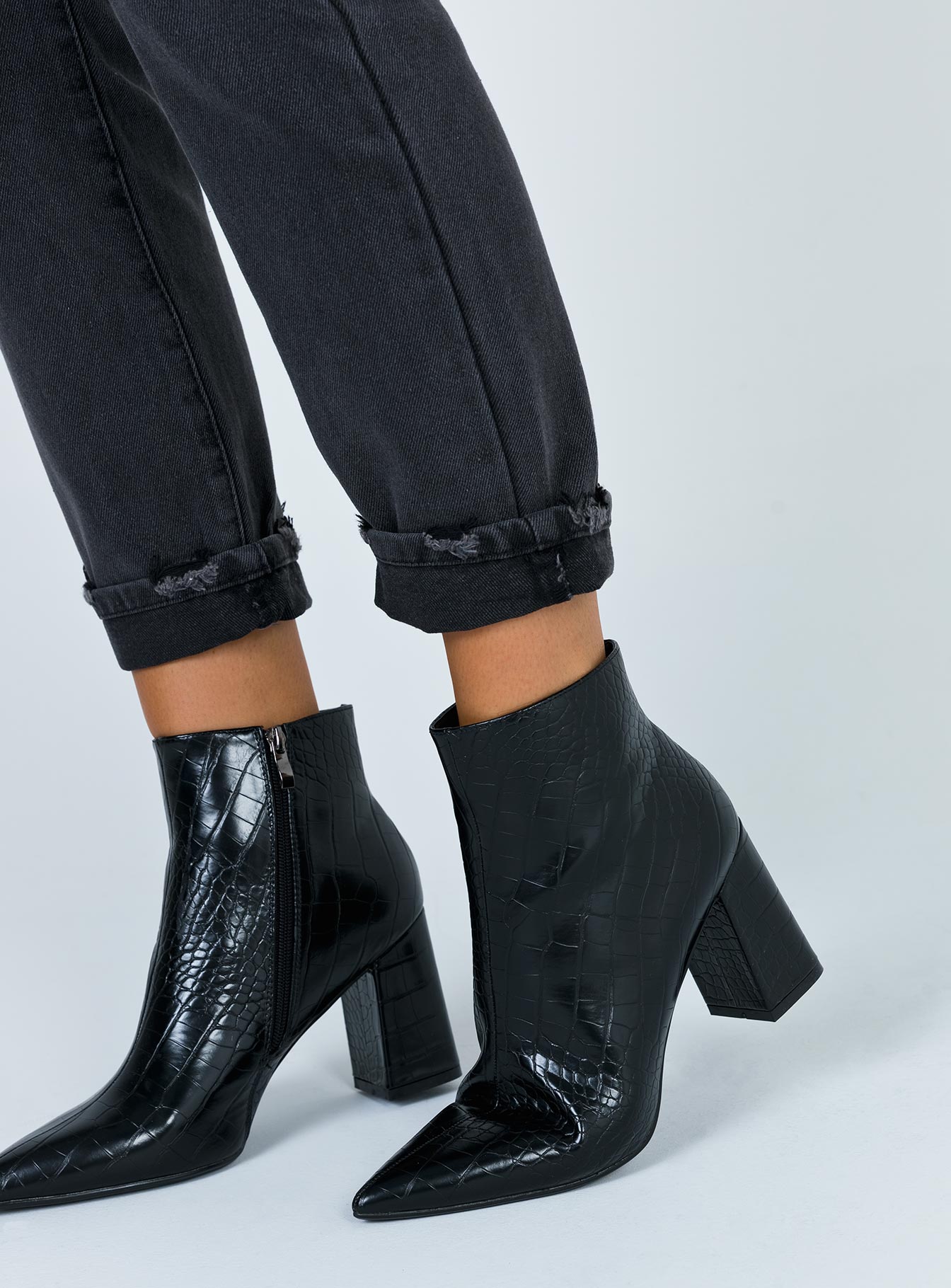 black croc boots