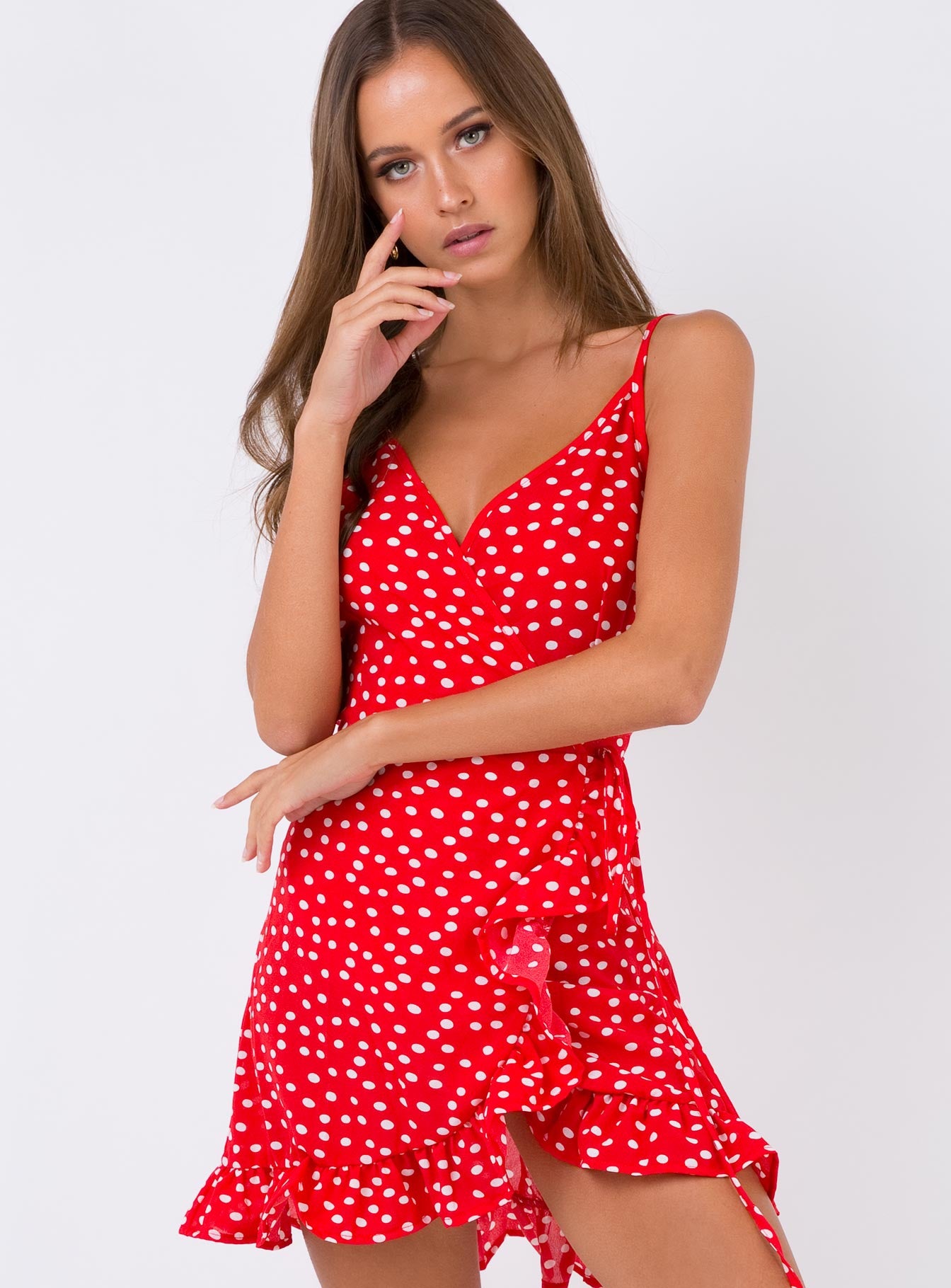 princess polly red polka dot dress