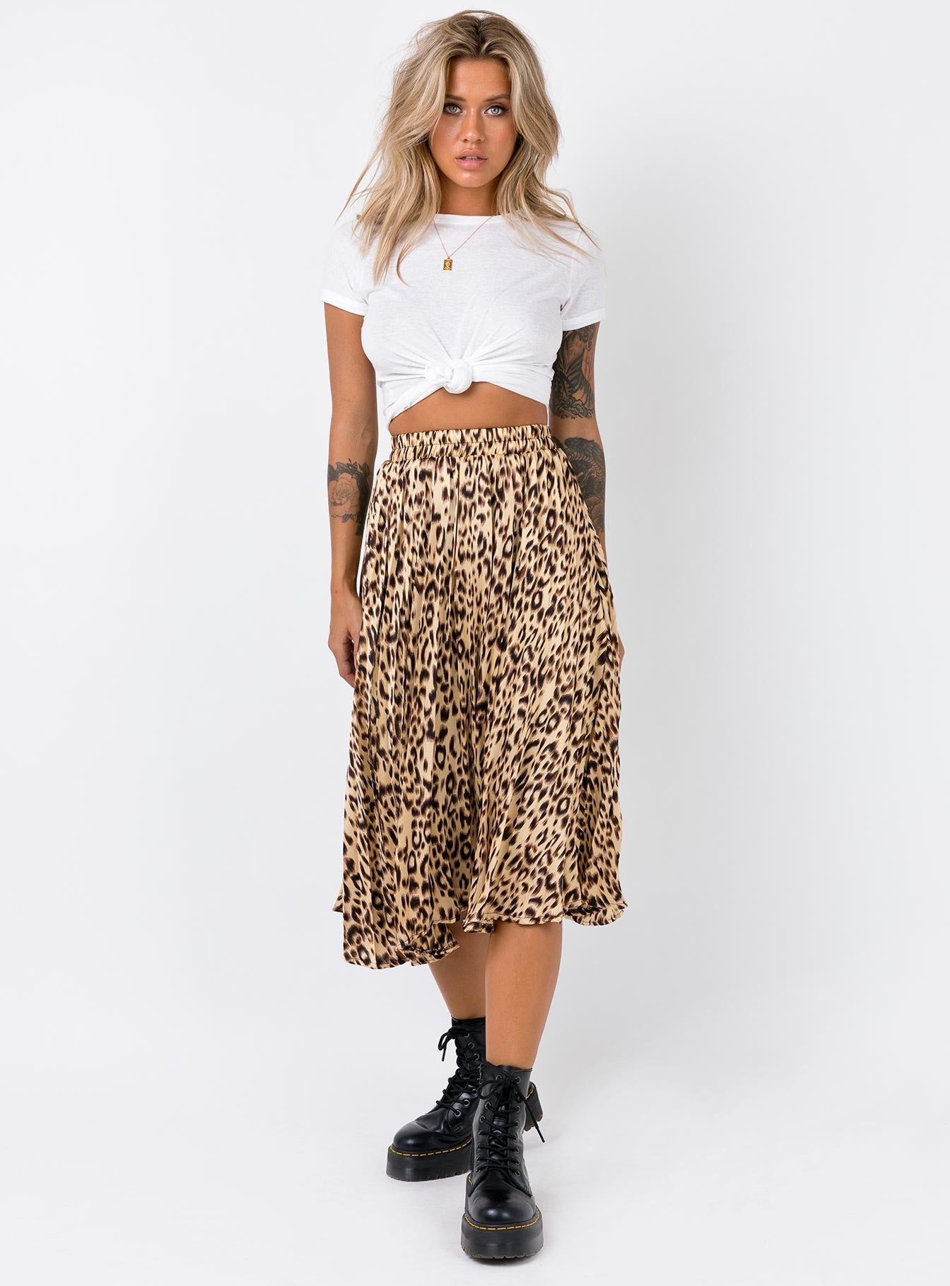 dr martens with midi skirt