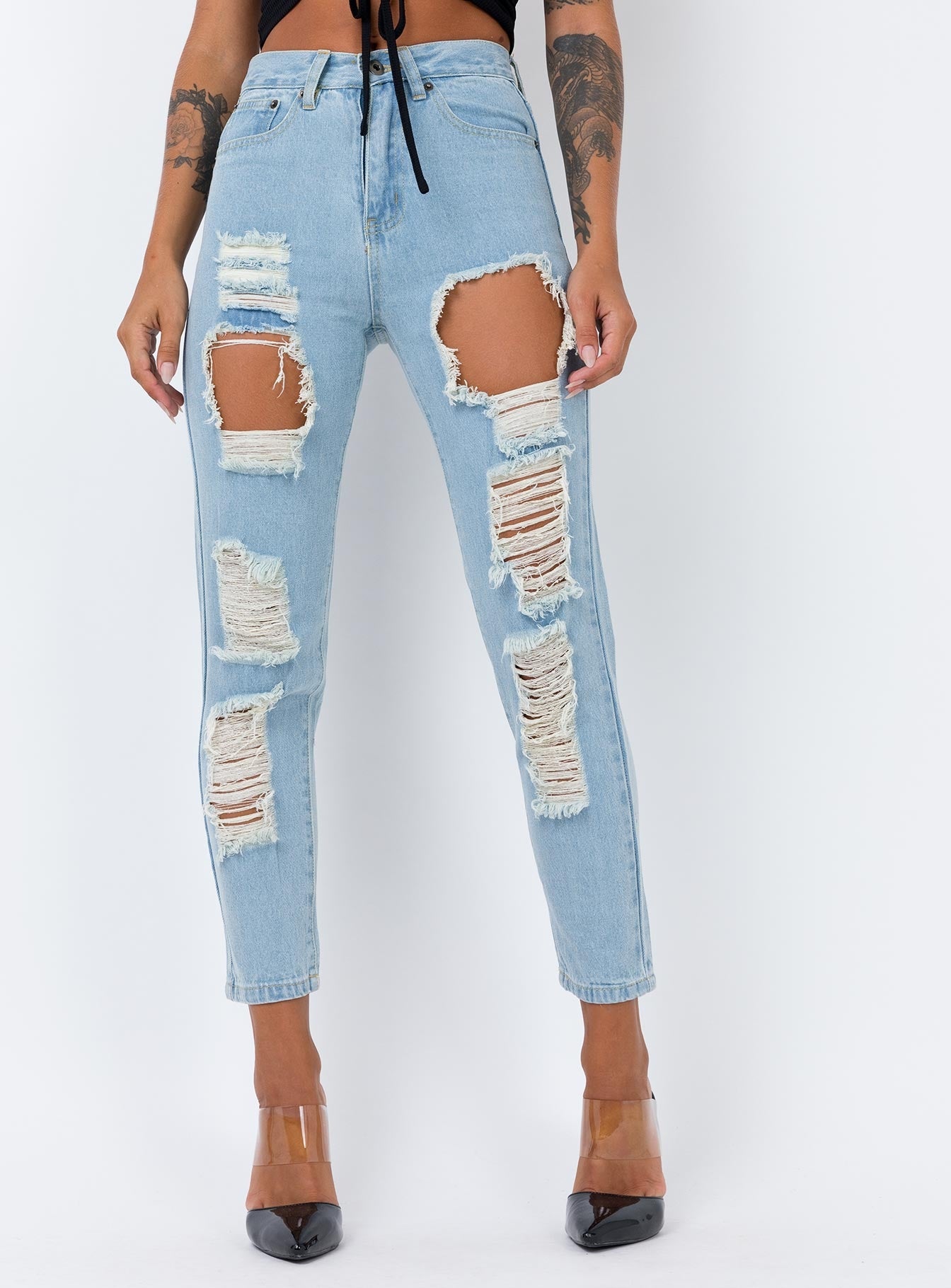 mid wash ripped jeans