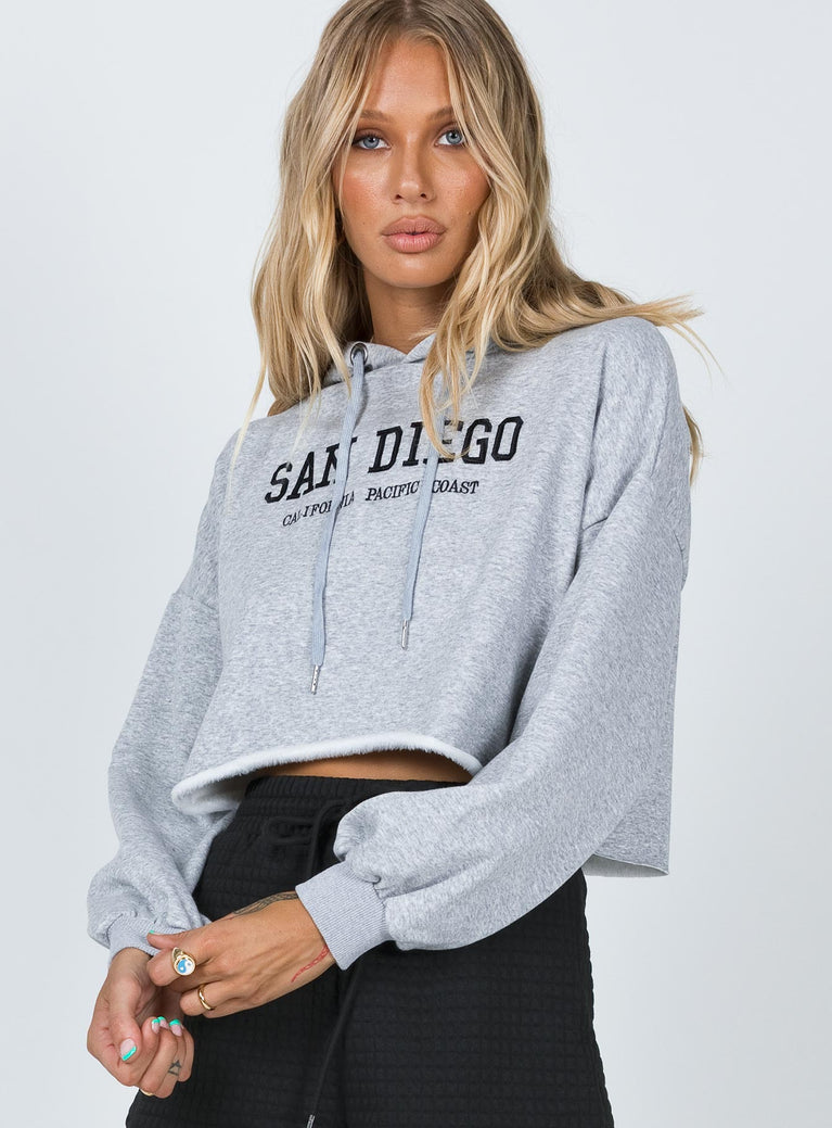 San Diego Cropped Hoodie Grey