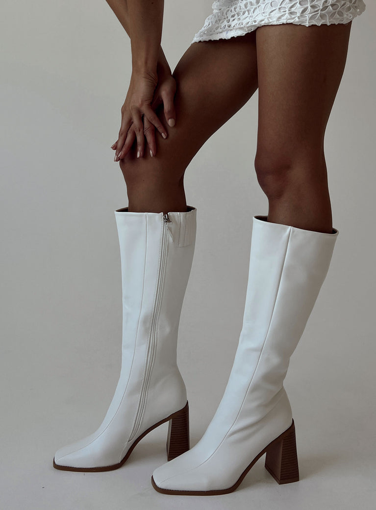 white pu boots