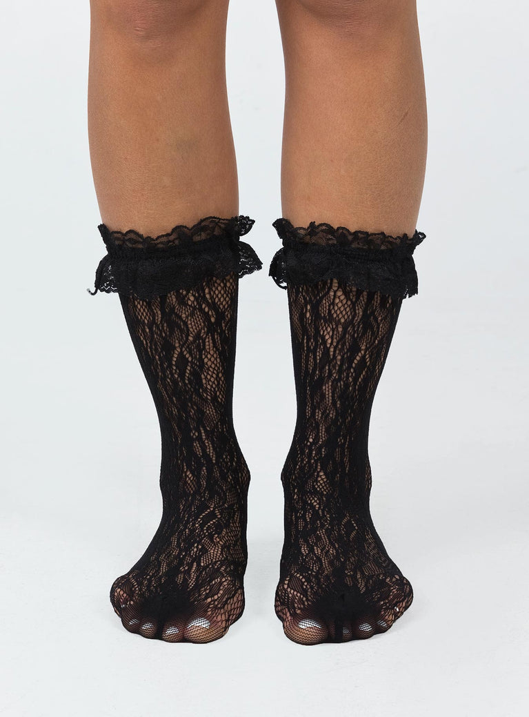 Liani Ruffle Socks Black