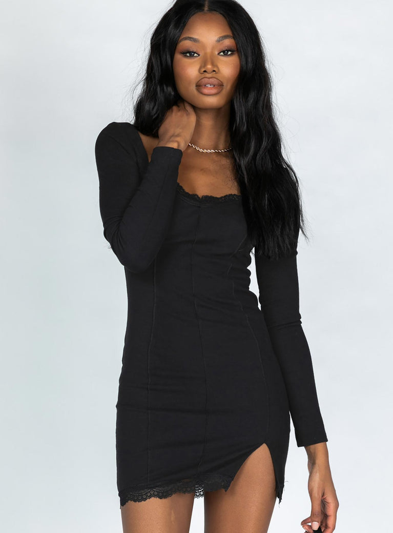 Rochella Long Sleeve Mini Dress Black