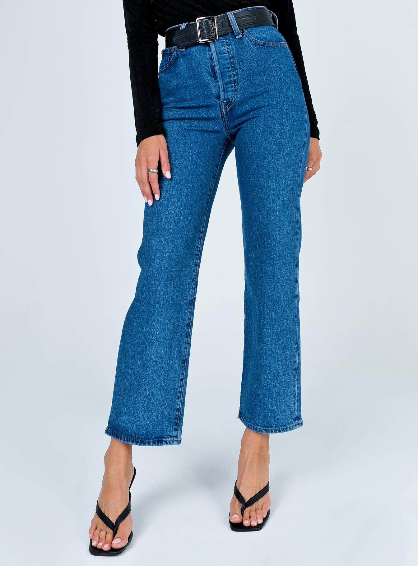 levi's ribcage high rise straight leg jean