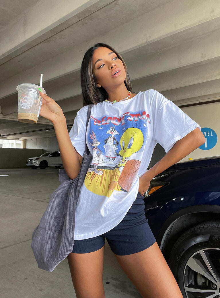 Looney Tunes Get Ready To Jam Space Jam Tee White