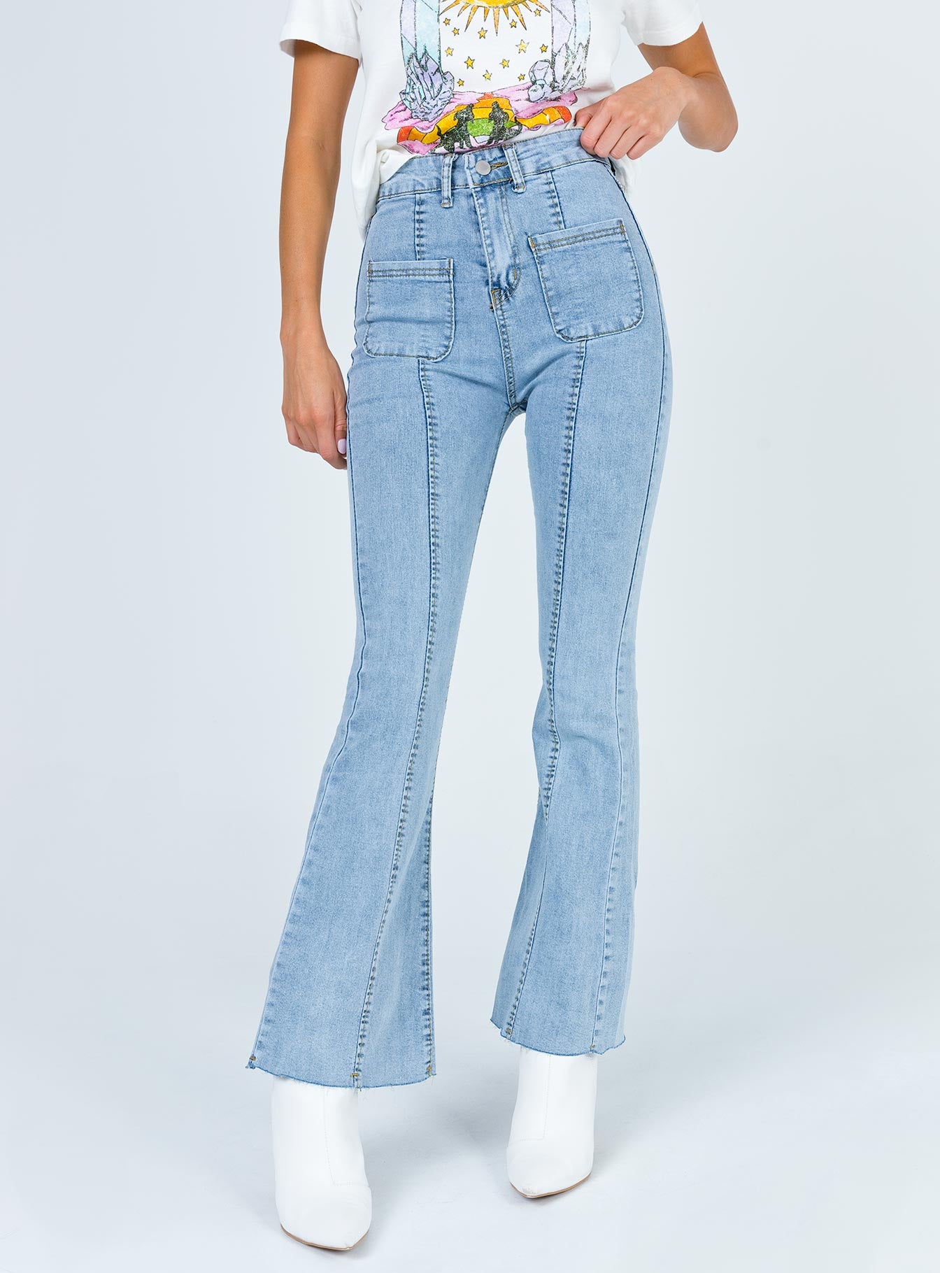 flare light wash jeans