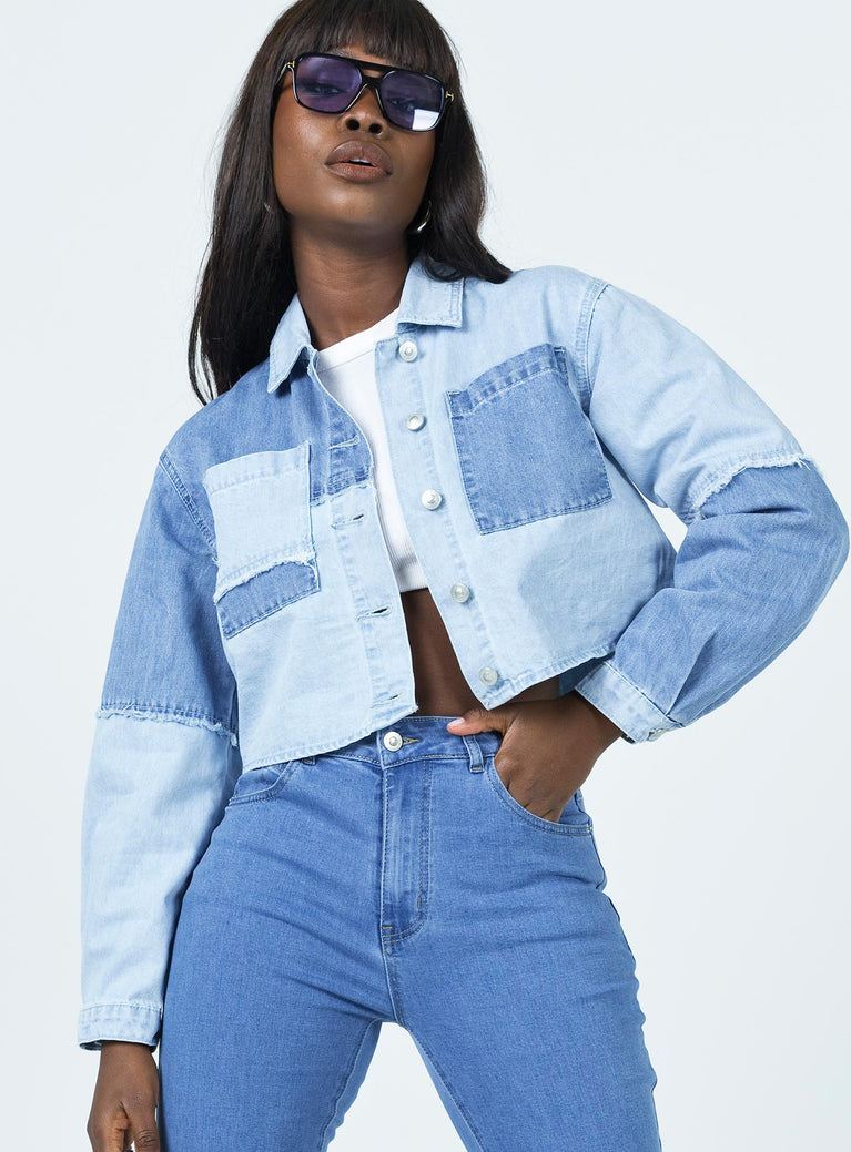 Charlotte Patchwork Cropped Denim Jacket