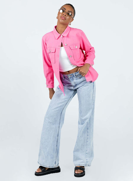 Bubblegum Pink Cropped Denim Jacket - Grace and Garment Boutique