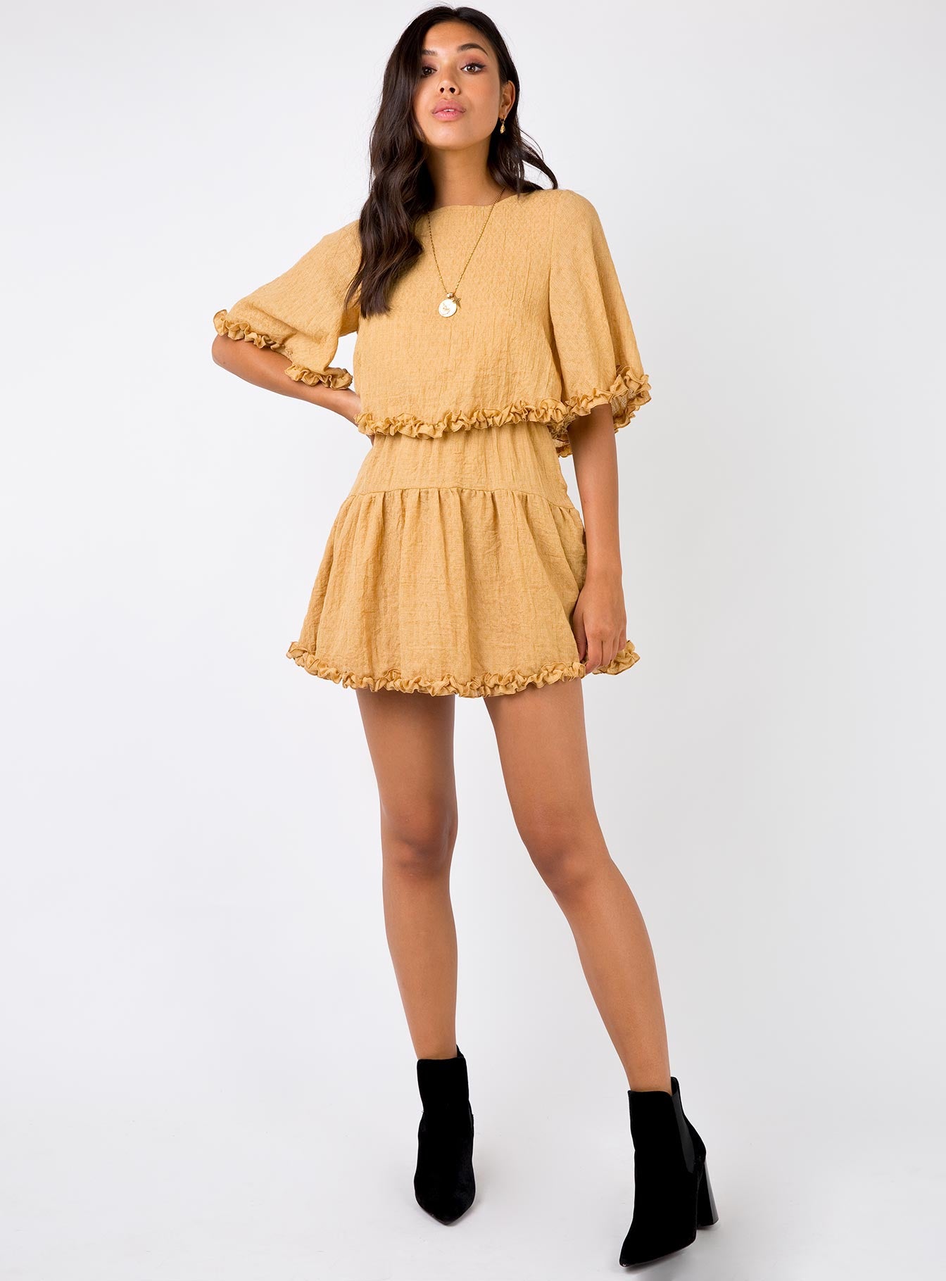 Astro Mini Dress Mustard