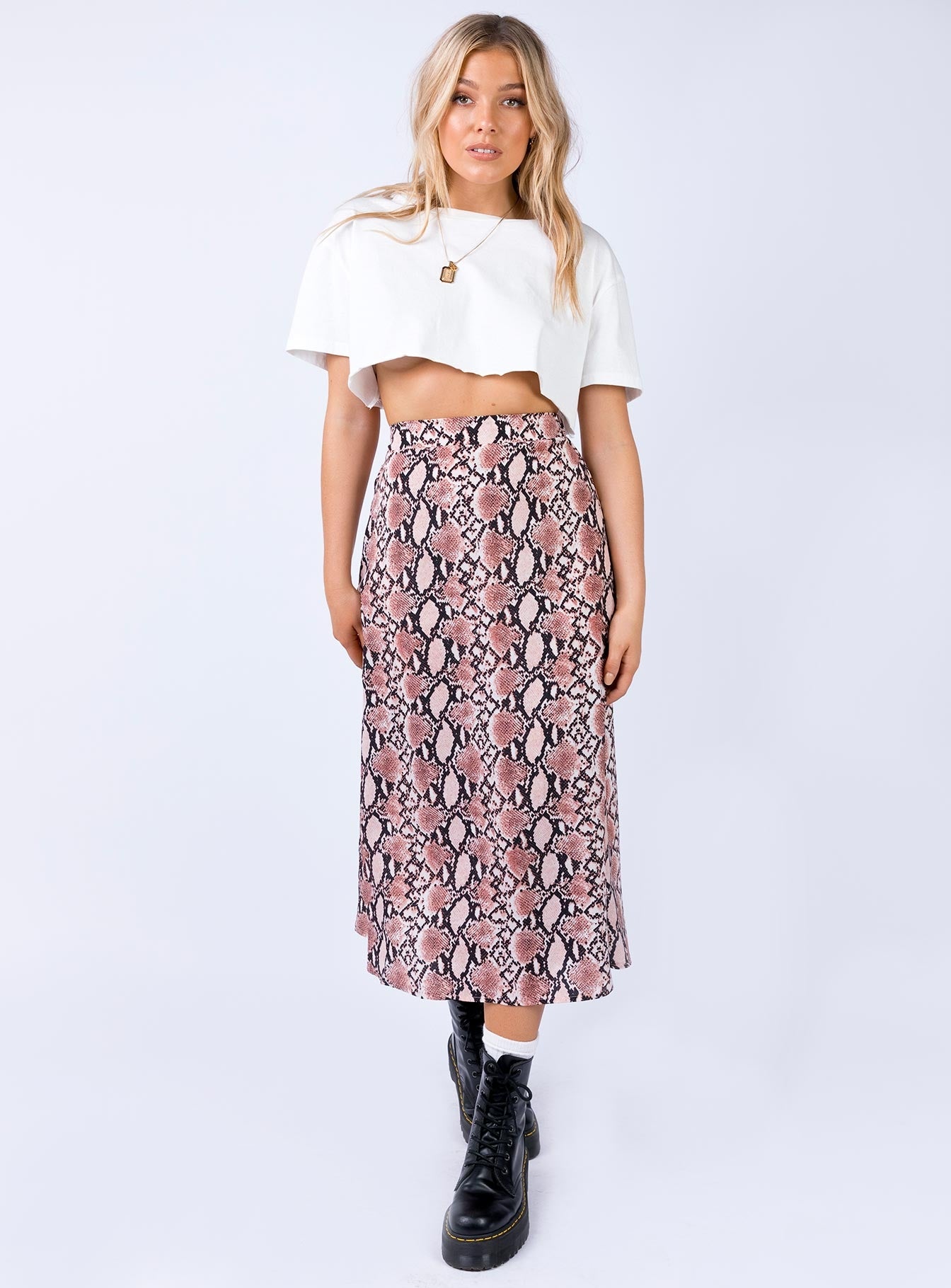 snakeskin maxi skirt