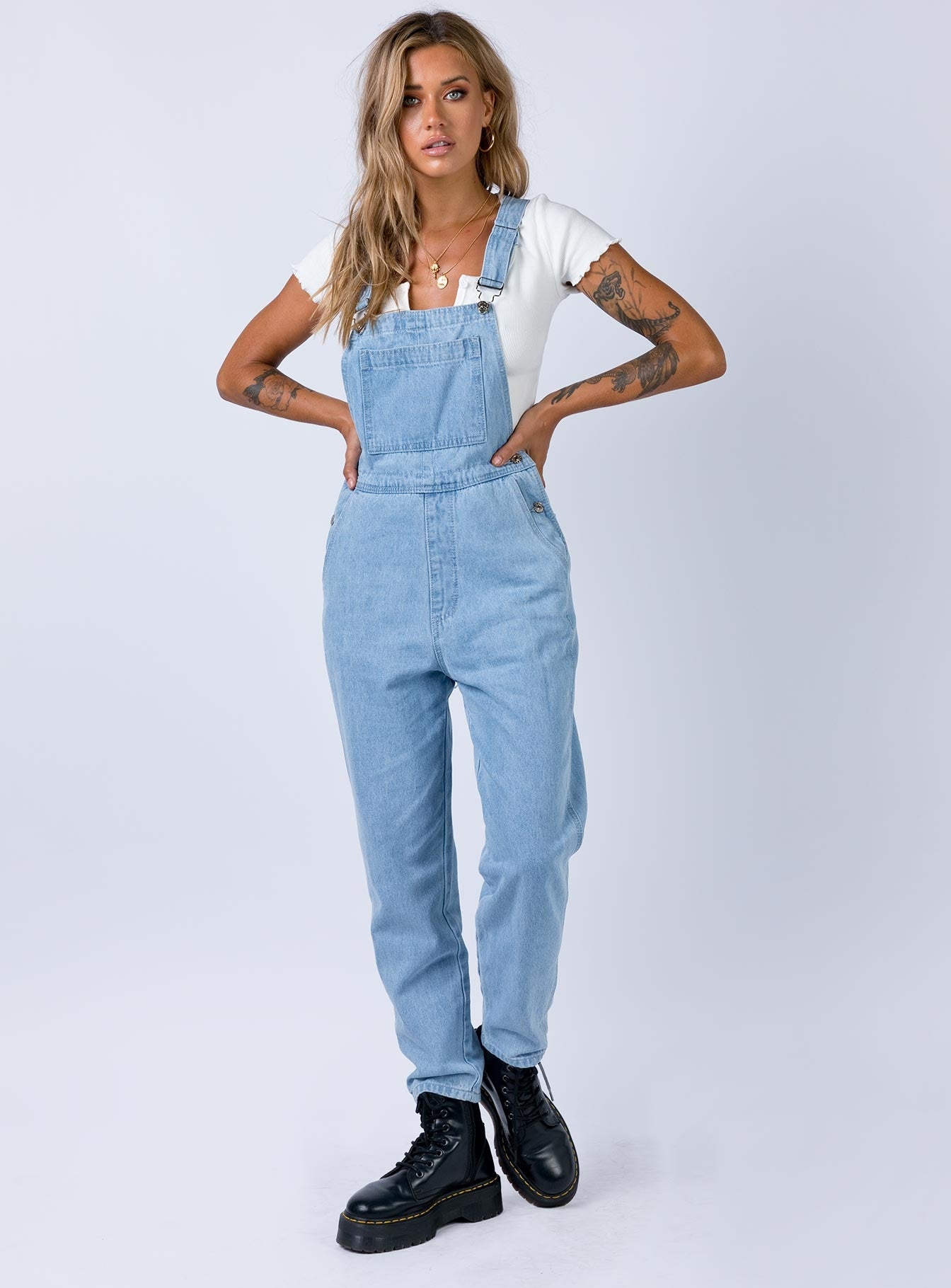 light denim overalls