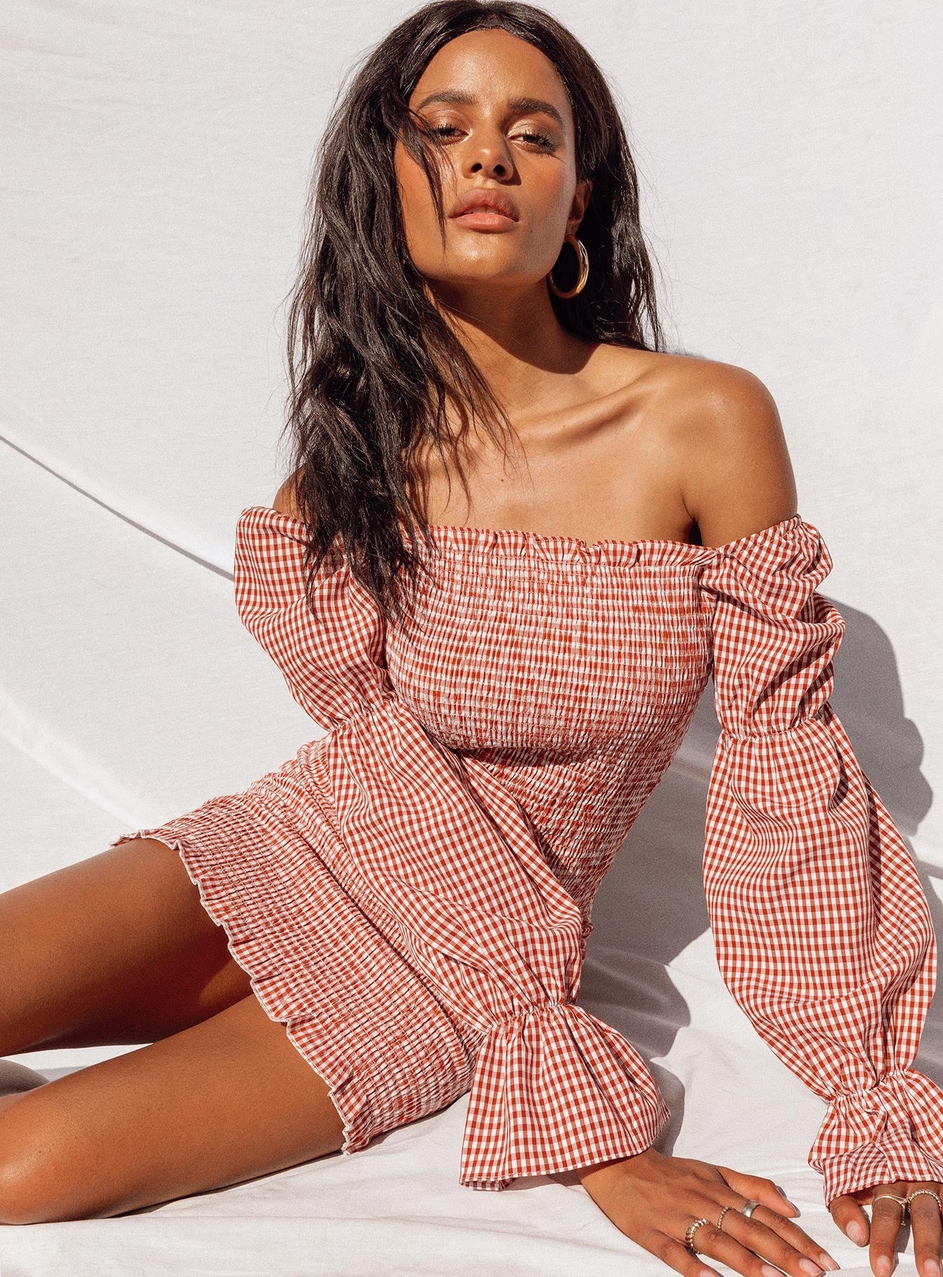 red and white mini dress