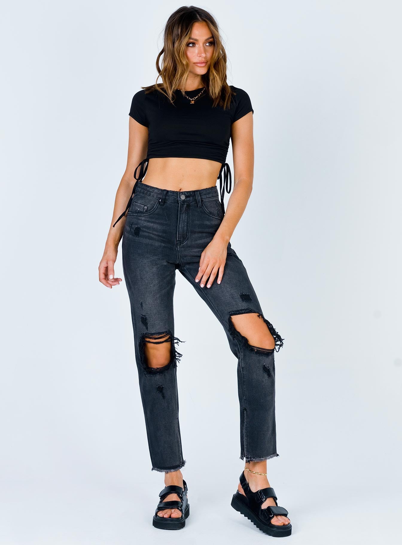 one knee rip jeans