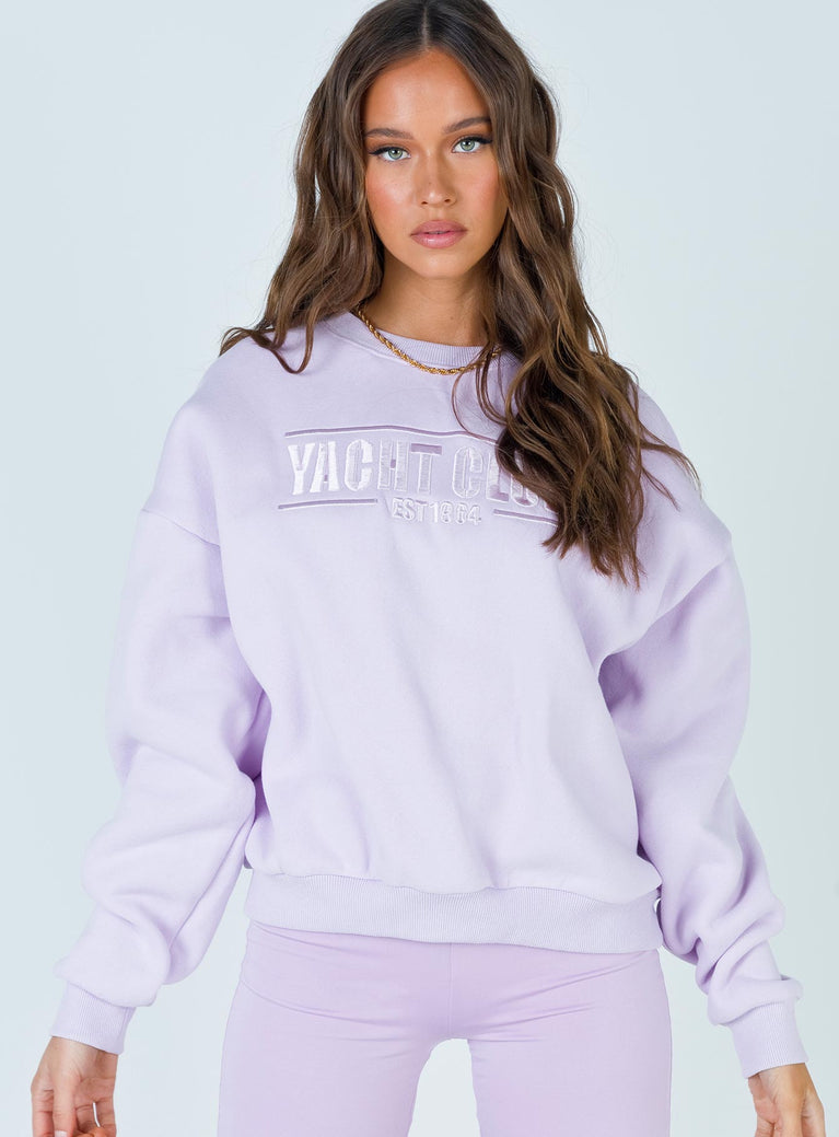 Yacht Club Oversized Crewneck Sweatshirt Purple