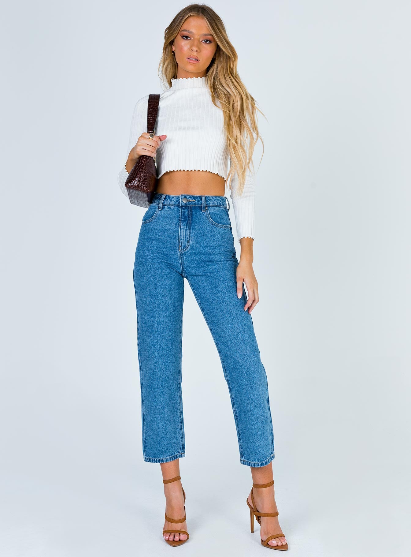 afends shelby high waist wide leg jeans black