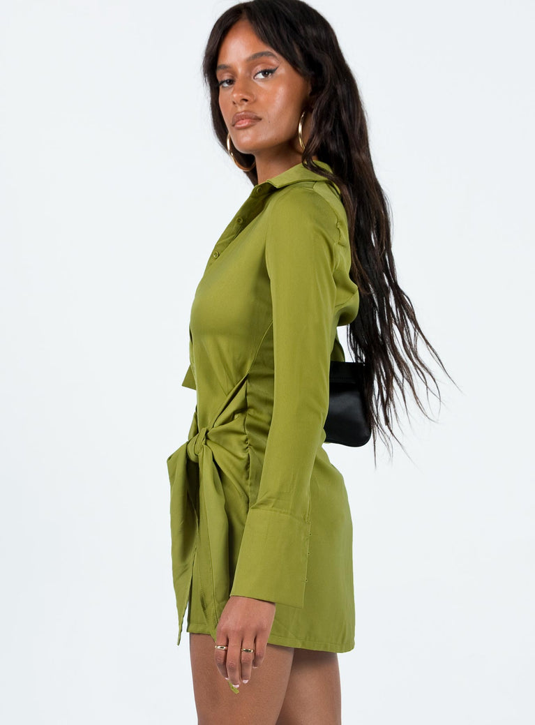 Bodeni Long Sleeve Mini Dress Green