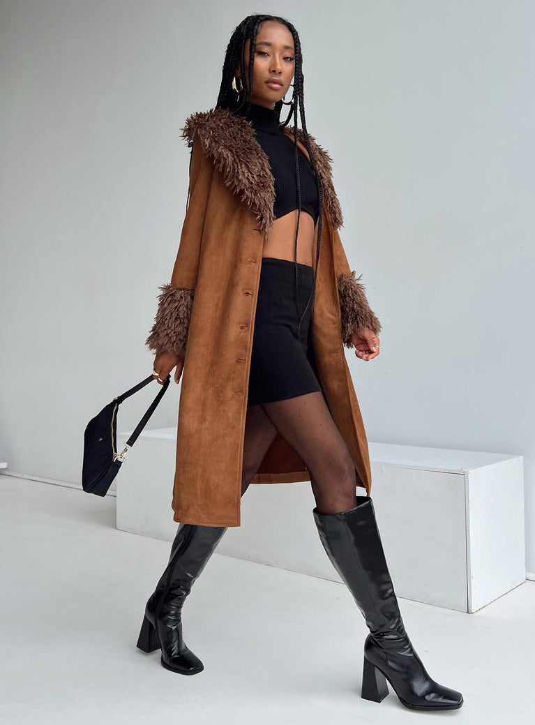 After Party Shearling Jacket Brown