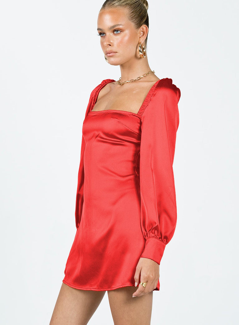 Cottee Satin Mini Dress Red