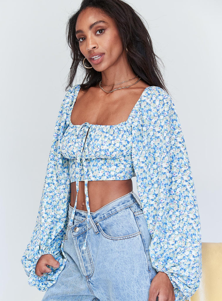 Rynne Long Sleeve Top Blue Floral