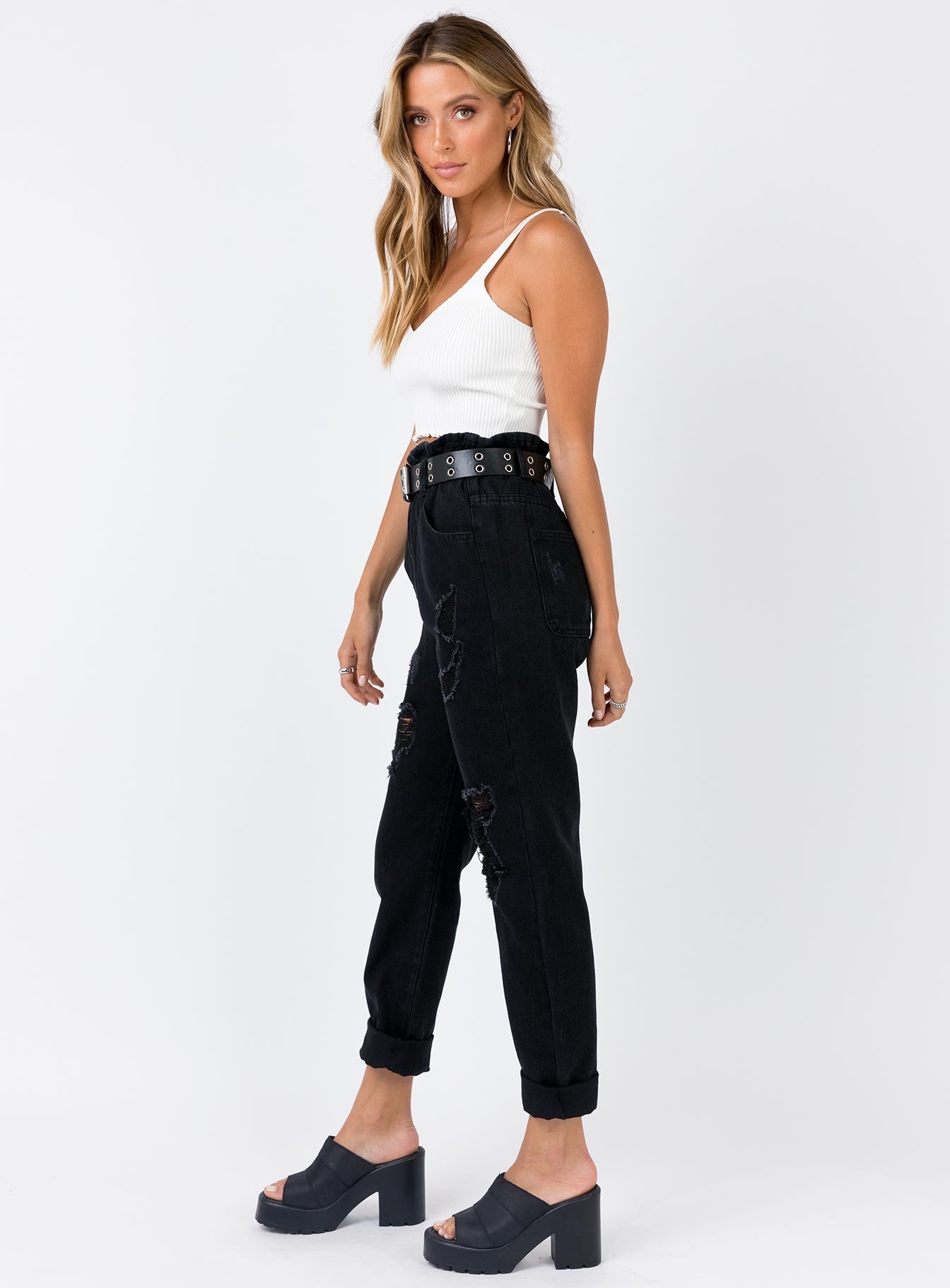 paper bag jeans black