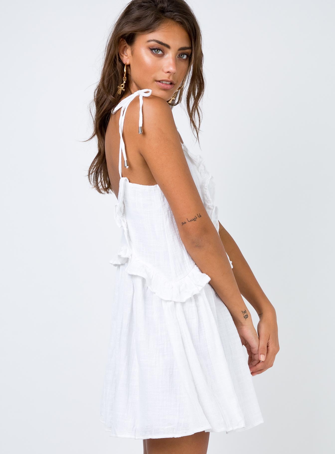 The Avery Ruffle Mini Dress White