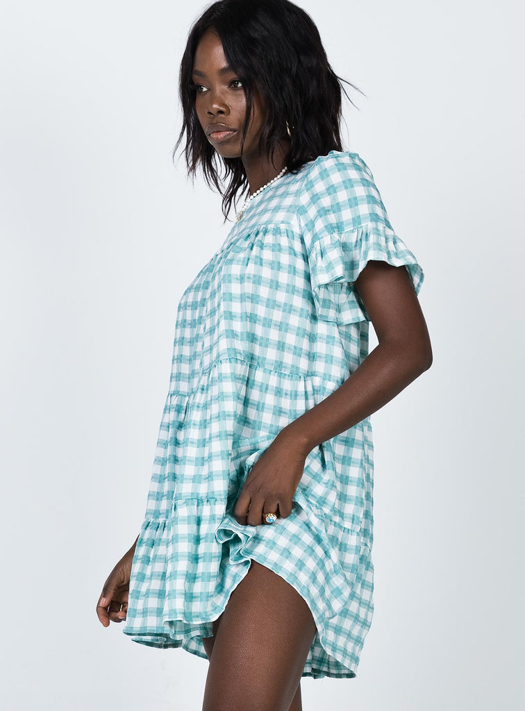 Miami Check Mini Dress Green Check