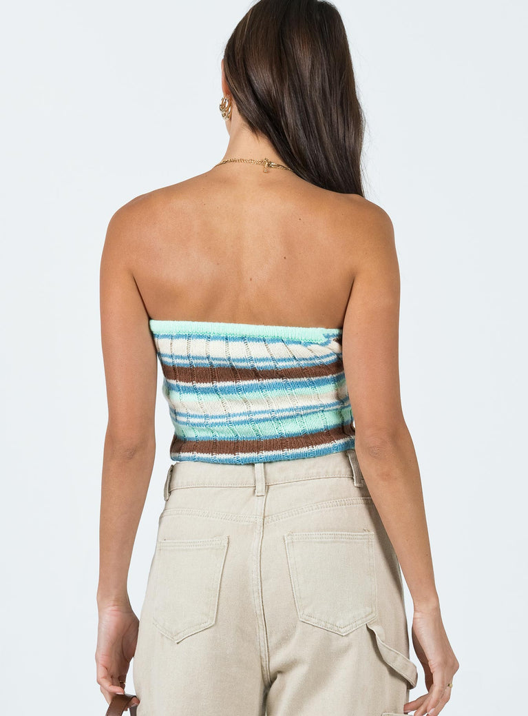 Erica Strapless Knit Top Blue Multi