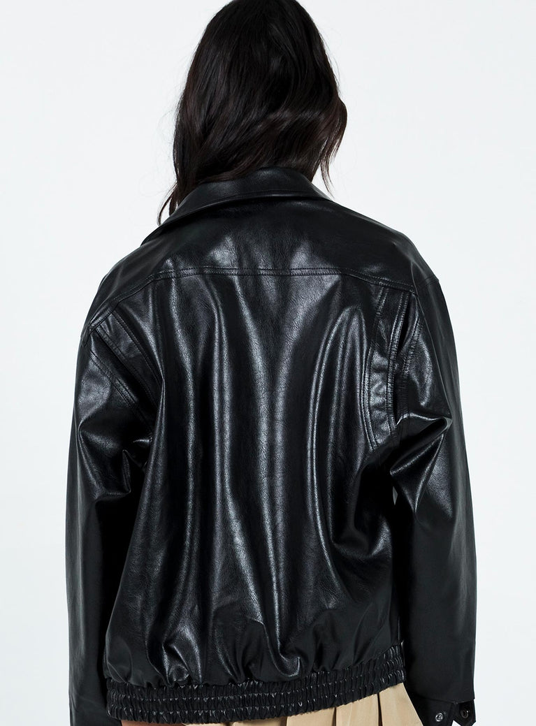 Devija Faux Leather Jacket Black