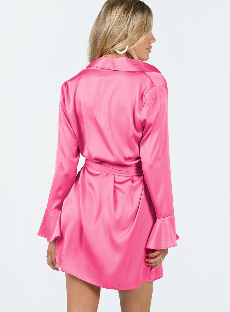Spiers Wrap Mini Dress Hot Pink