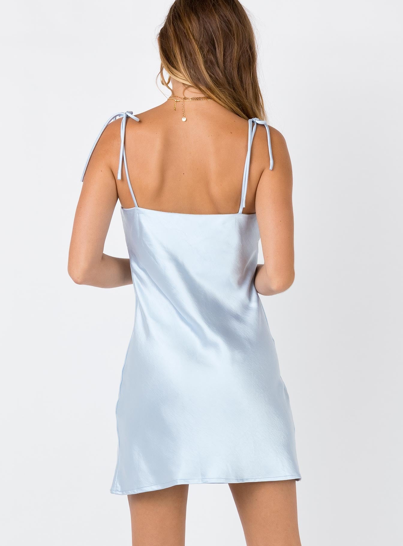 baby blue silk slip dress