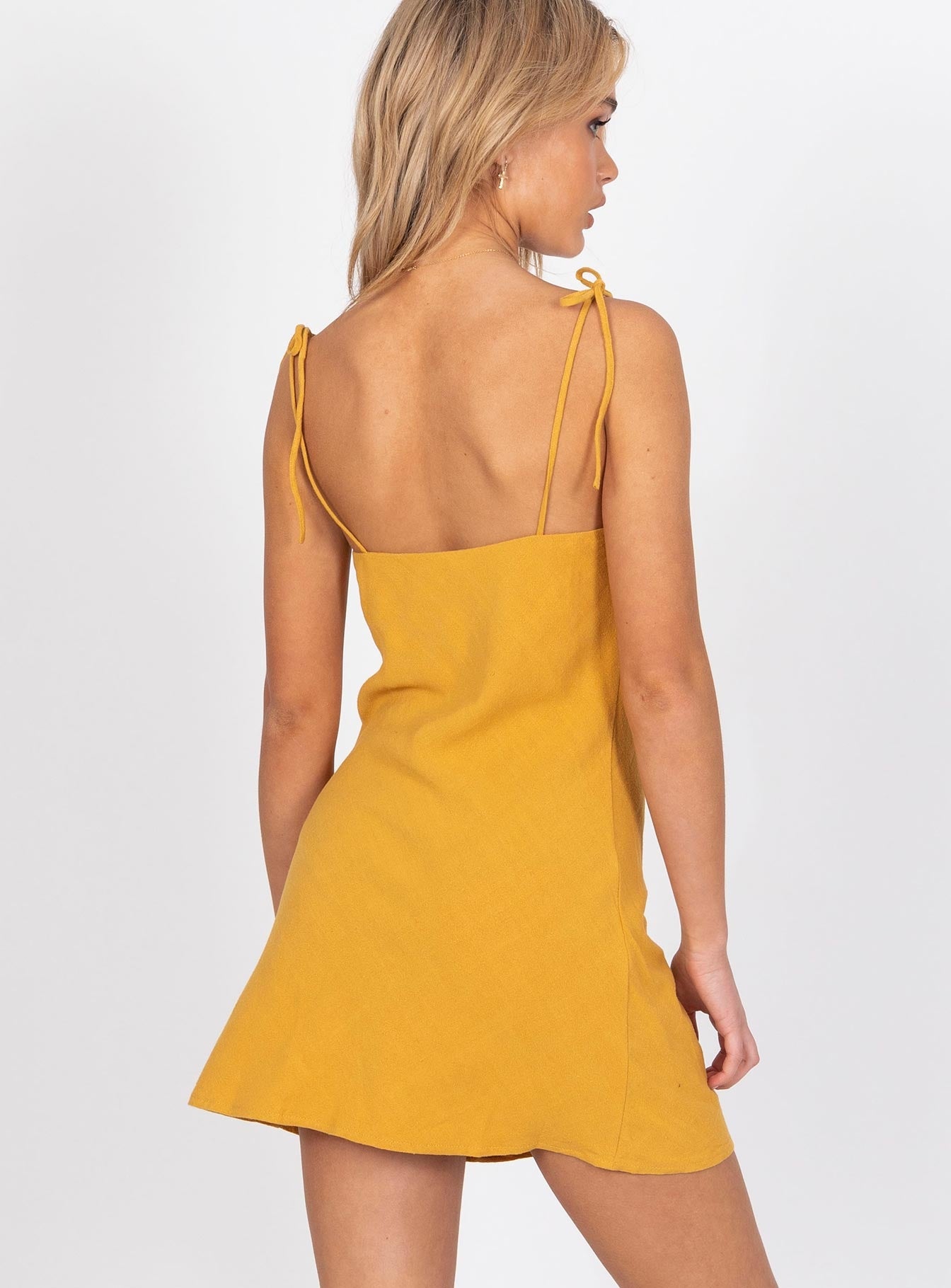 mustard mini dress