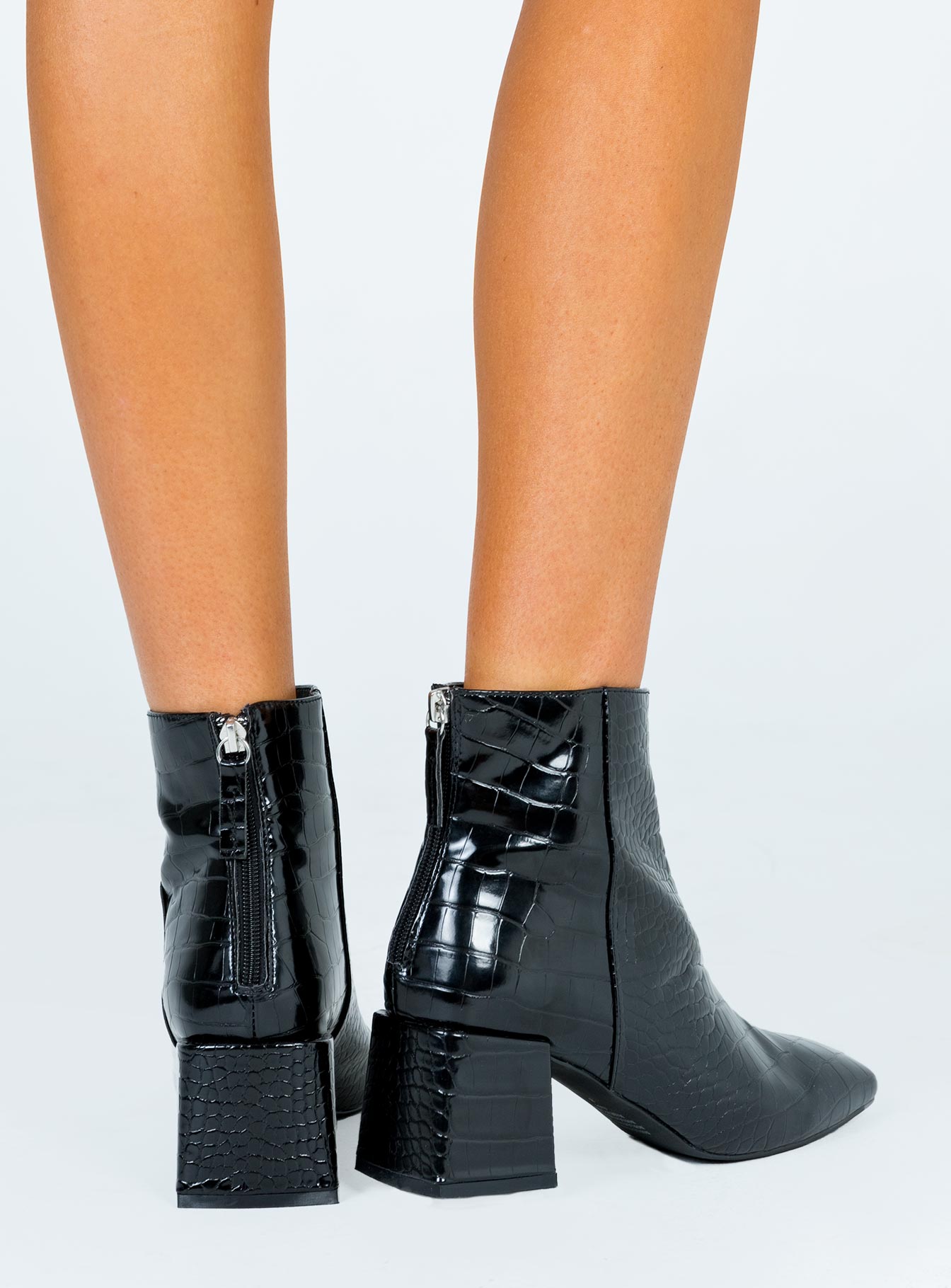 croc black booties